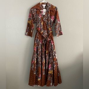 Soft Surroundings Handcrafted Batik Wrap Maxi Dress Sz 6 Sequin Embellished NEW